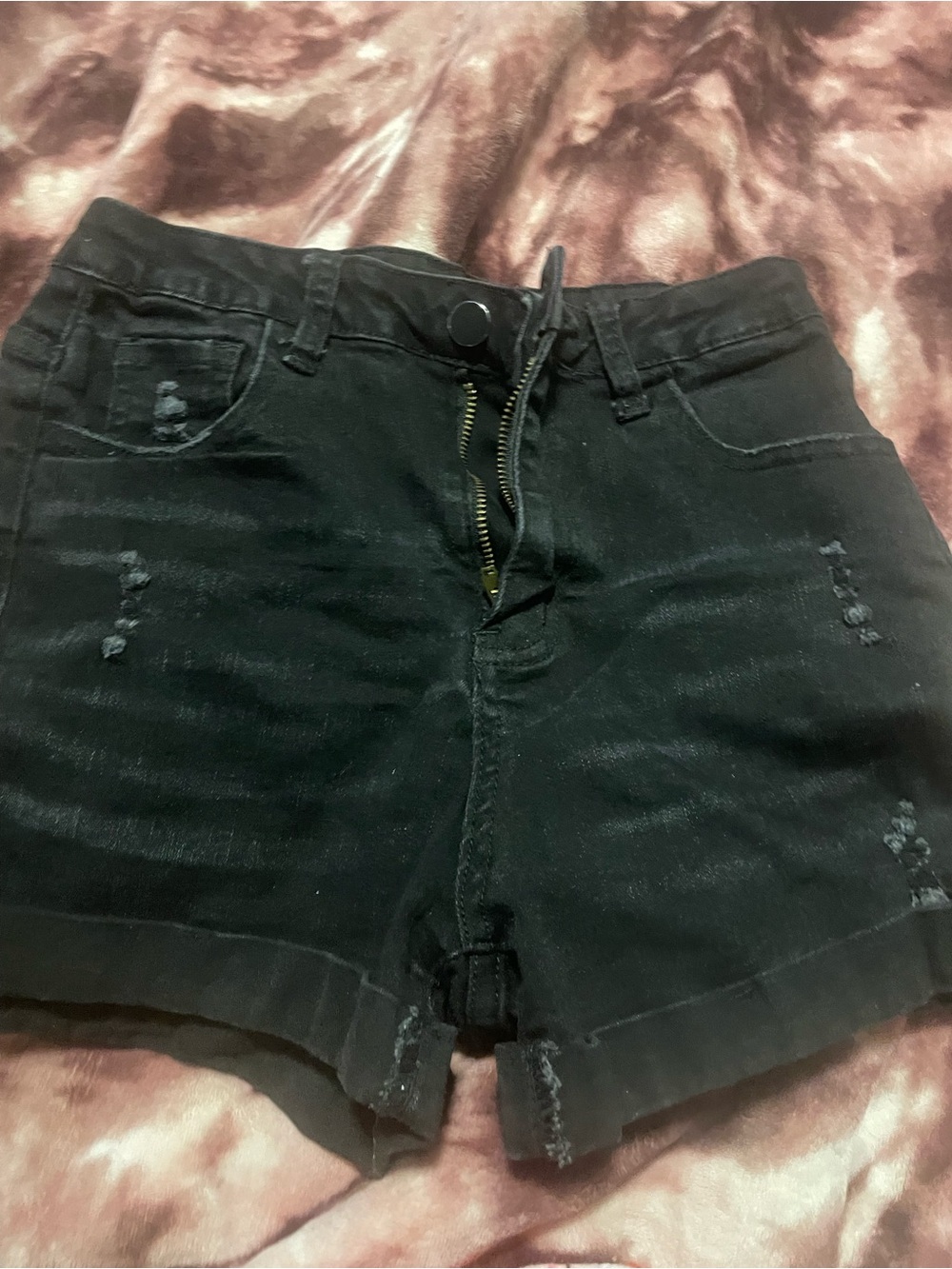 Fashion Nova Black Distressed Denim Shorts